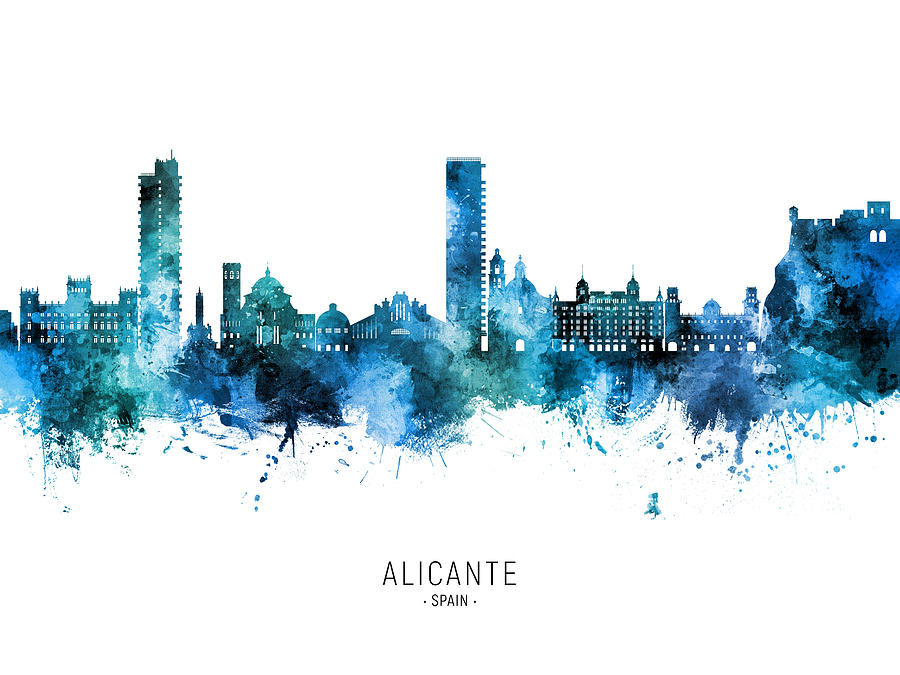 Alicante Spain Skyline #25 Digital Art by Michael Tompsett