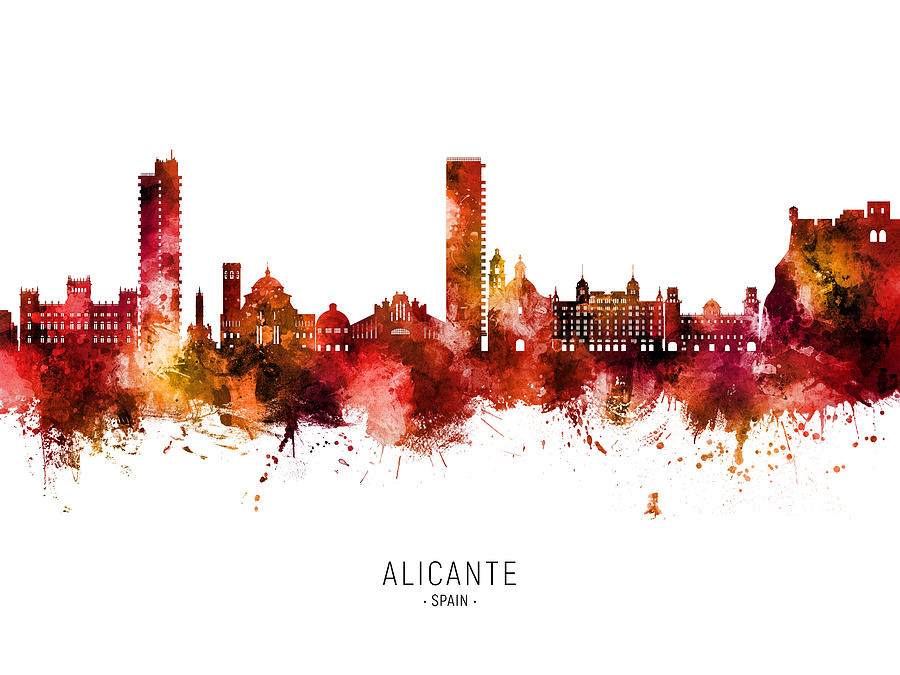 Alicante Spain Skyline #26 Digital Art by Michael Tompsett