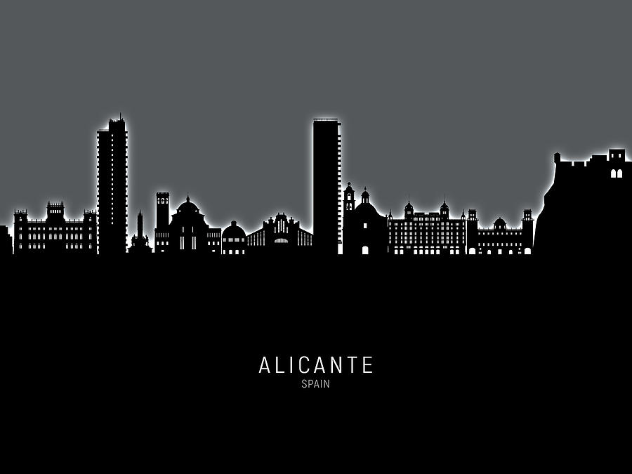 Alicante Spain Skyline #30 Digital Art by Michael Tompsett