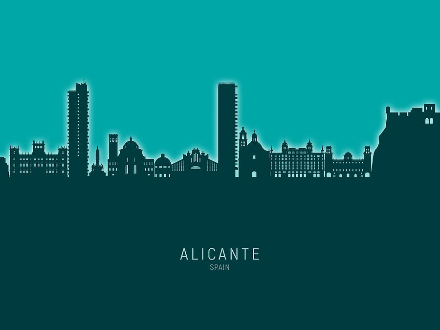 Alicante Spain Skyline #31 Digital Art by Michael Tompsett