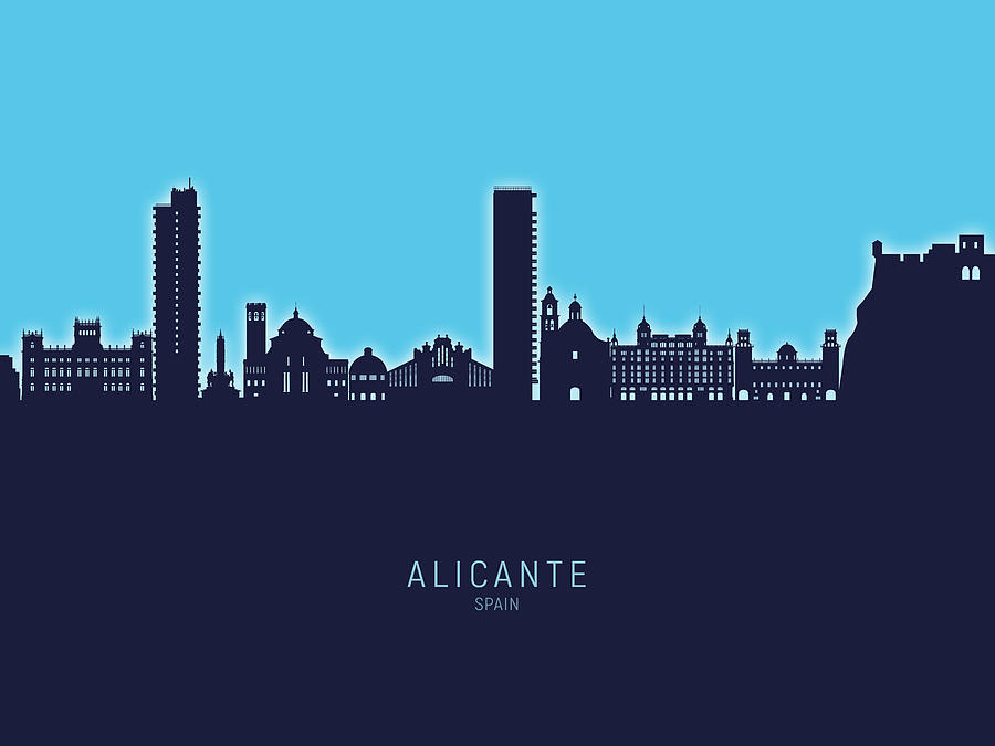 Alicante Spain Skyline #32 Digital Art by Michael Tompsett