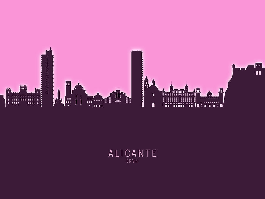 Alicante Spain Skyline #34 Digital Art by Michael Tompsett