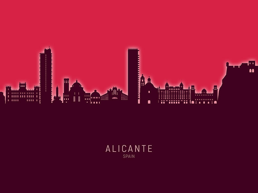 Alicante Spain Skyline #35 Digital Art by Michael Tompsett