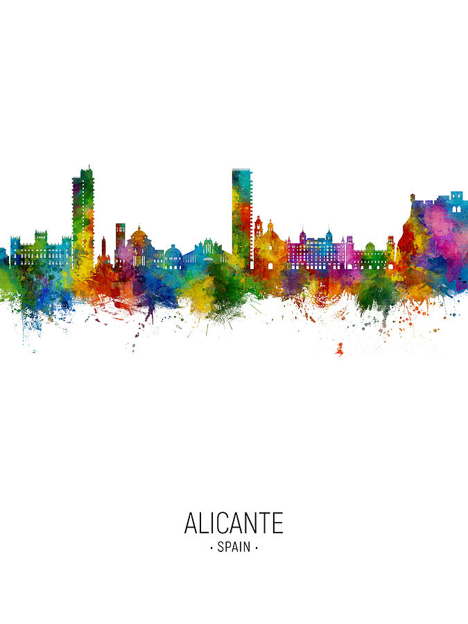 Alicante Spain Skyline #38 Digital Art by Michael Tompsett