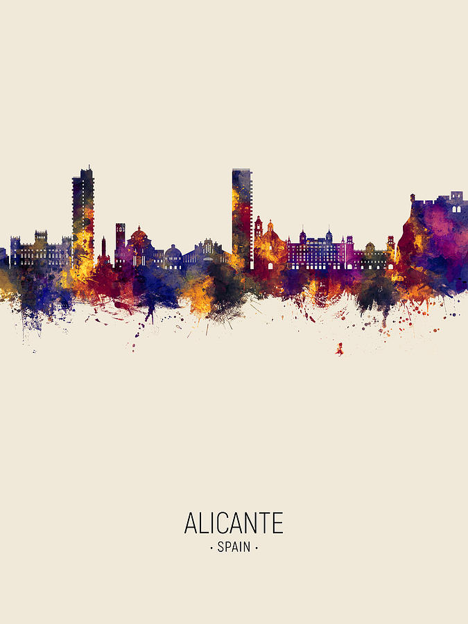 Alicante Spain Skyline #39 Digital Art by Michael Tompsett