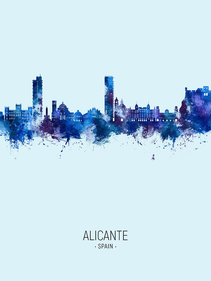 Alicante Spain Skyline #40 Digital Art by Michael Tompsett