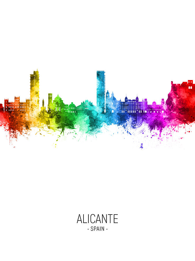 Alicante Spain Skyline #41 Digital Art by Michael Tompsett
