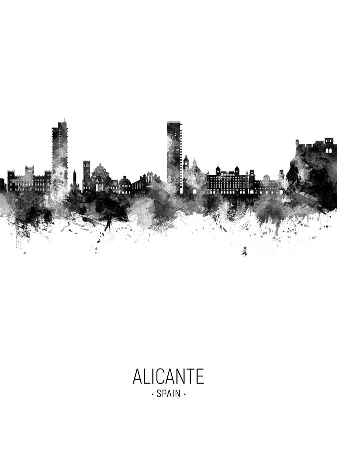 Alicante Spain Skyline #42 Digital Art by Michael Tompsett