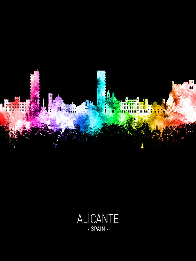 Alicante Spain Skyline #44 Digital Art by Michael Tompsett