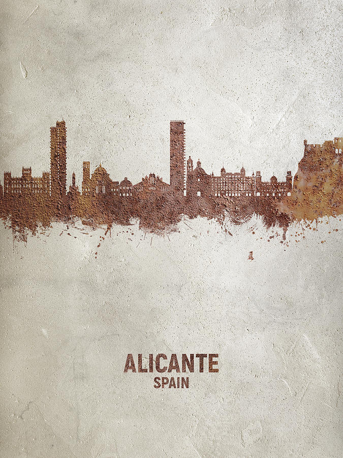 Alicante Spain Skyline #54 Digital Art by Michael Tompsett