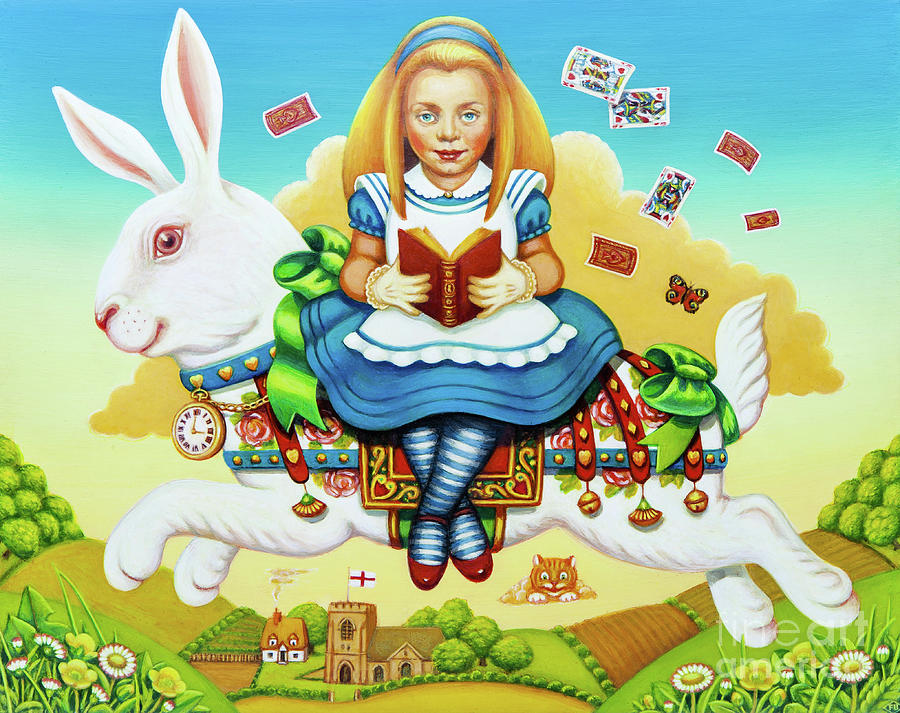 Alice and the White Rabbit, Painting by Frances Broomfield