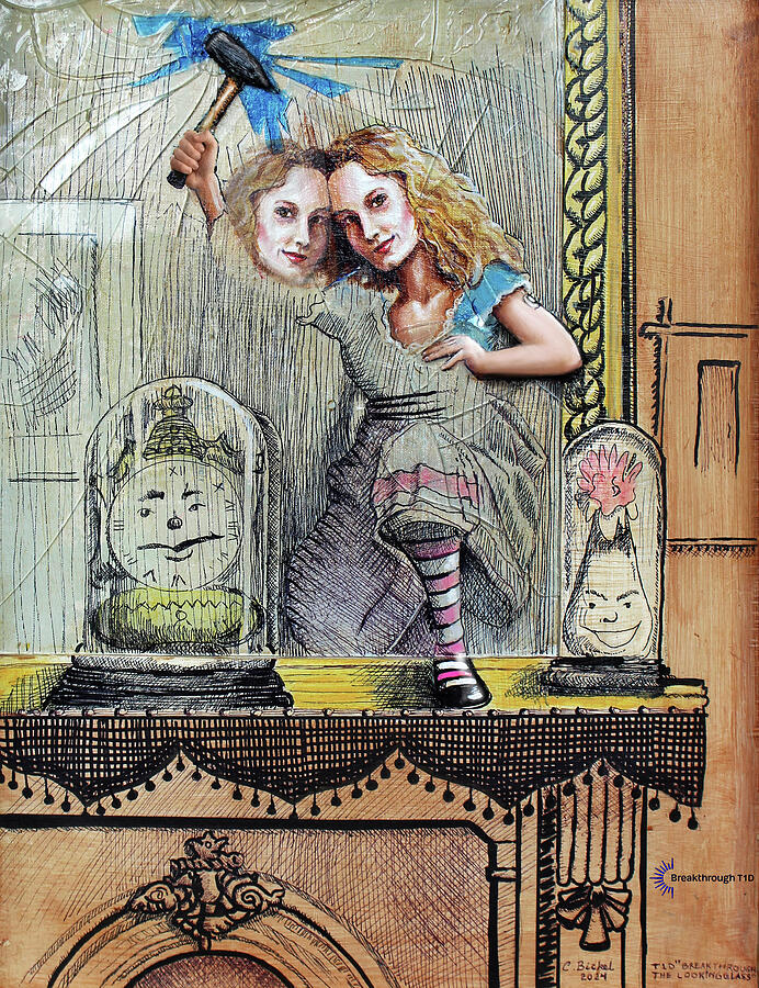 Alice Breakthrough the Looking Glass Mixed Media by Charles Bickel Alice Breakthrough the Looking Glass Mixed Media by Charles Bickel