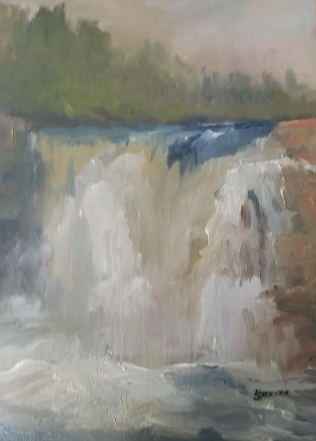 Alice Falls Ausable River  Painting by Cheryl LaBahn Simeone
