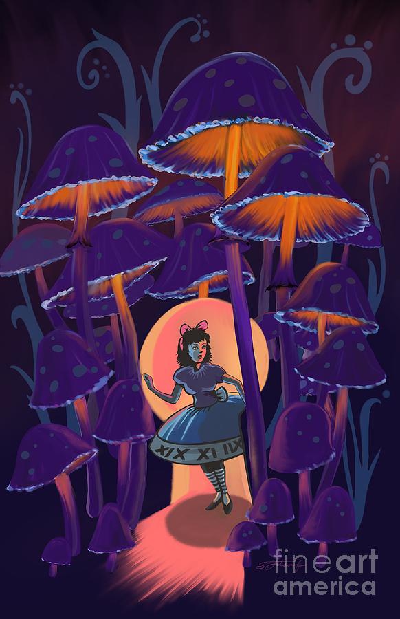 Alice in Mushroom Wonderland Painting by Sassan Filsoof