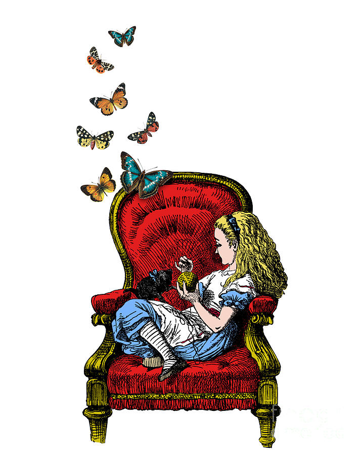 Fantasy Digital Art - Alice in red chair by Madame Memento