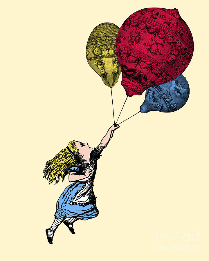Fantasy Digital Art - Alice In Wonderland With Balloons by Madame Memento