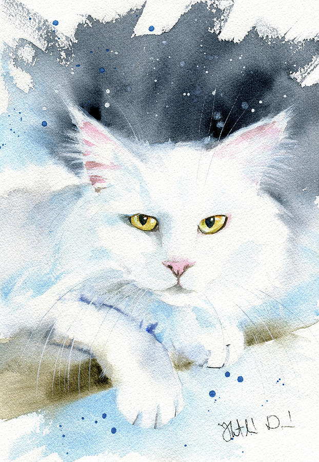 Alice White Cat Painting Painting by Dora Hathazi Mendes