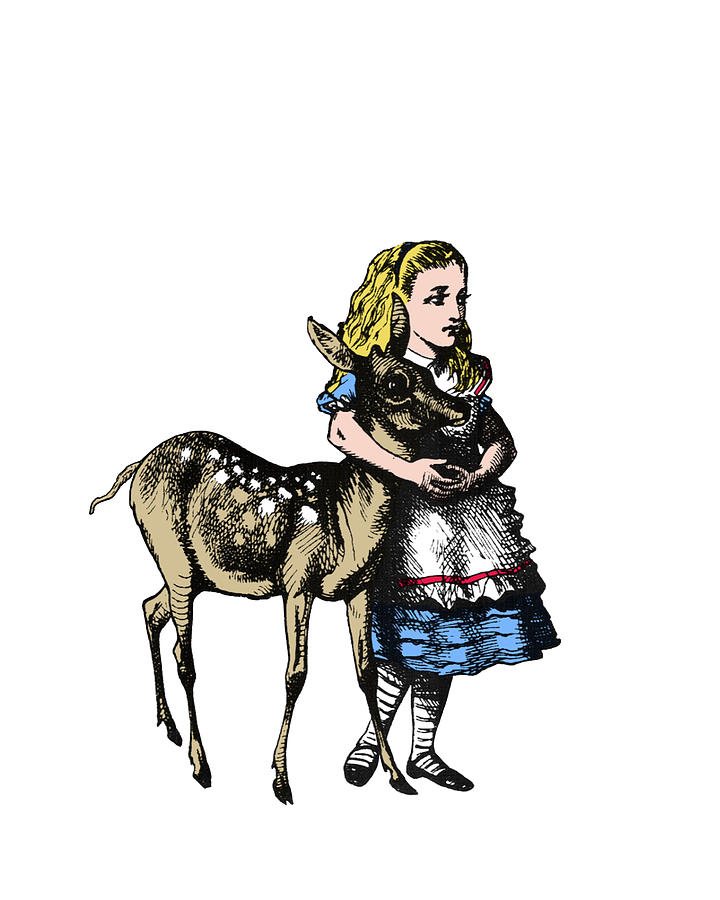 Deer Digital Art - Alice with Deer by Madame Memento