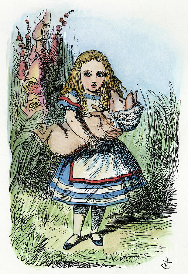 Alice with the Duchesss baby Photograph by John Tenniel