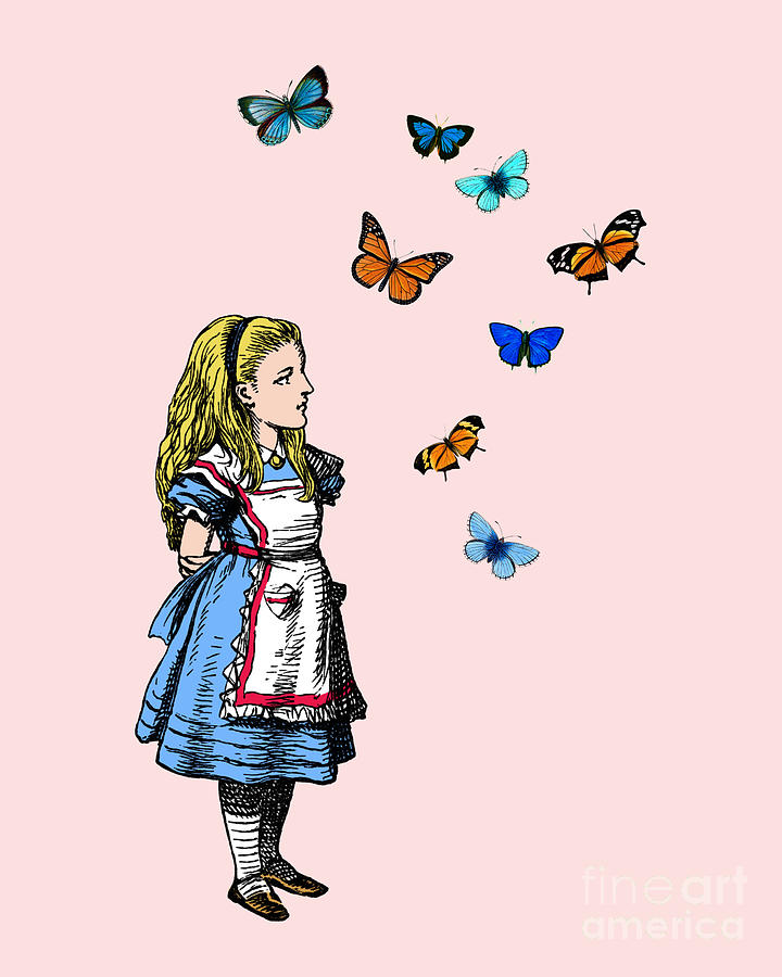 Fantasy Digital Art - Alices adventures in Wonderland and butterflies by Madame Memento