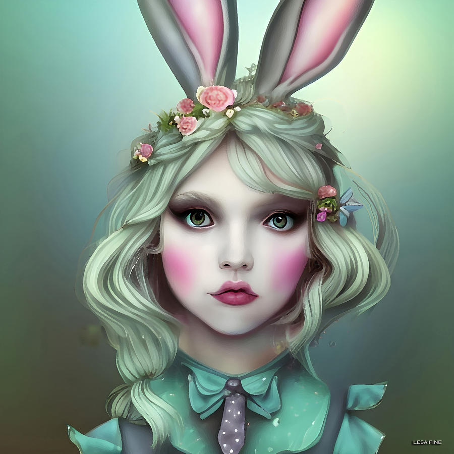Bunny Ears Mixed Media - Alices Easter Challenge by Lesa Fine
