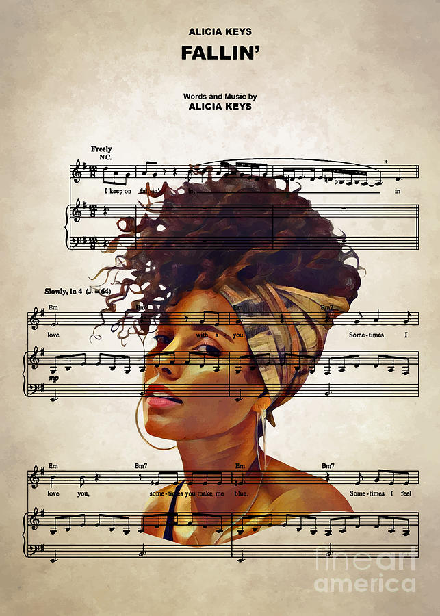 Alicia Keys Digital Art - Alicia Keys - Fallin by Bo Kev