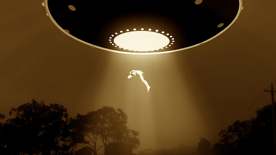 Alien Abduction Sepia Digital Art by Russell Kightley