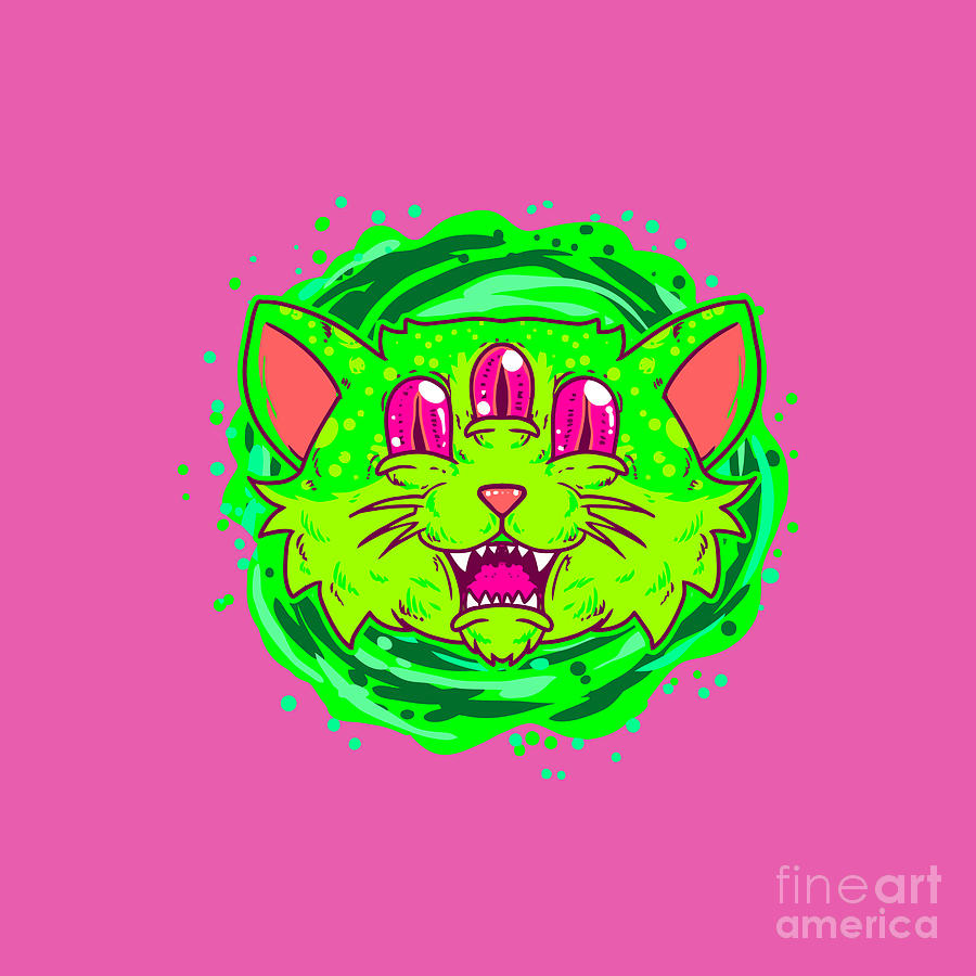 Alien Cat Drawing by Galih Budiman Fine Art America