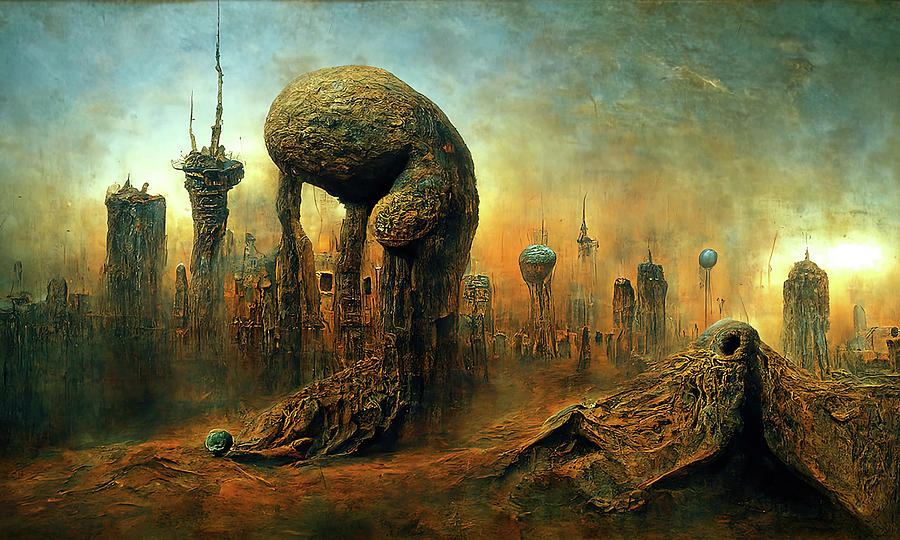 Alien City, 02 Painting by AM FineArtPrints