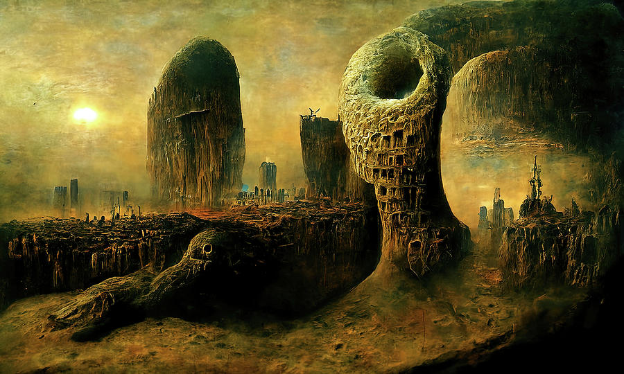 Alien City, 03 Painting by AM FineArtPrints