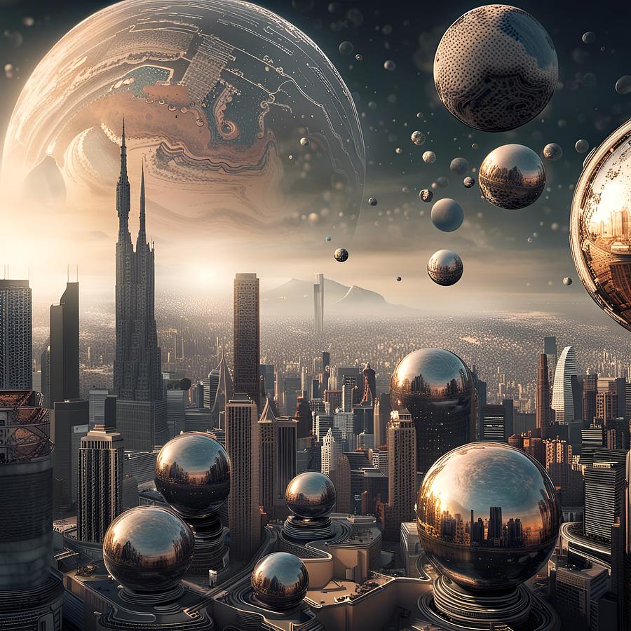 Alien City with Spherople Digital Art by Judi Suni Hall