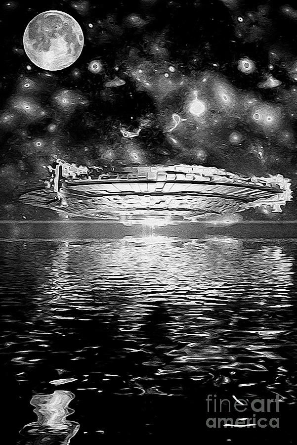 Alien Colonizer Hovering Over The Ocean 02 Digital Art