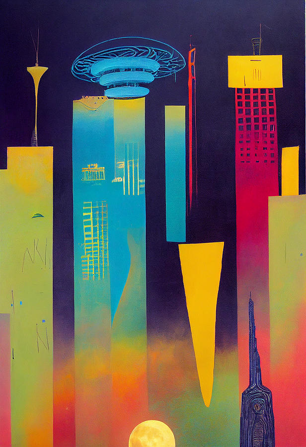 Alien  Dystopian  Sci  Fi  Cityscape.  Towers  Smokesatcks    5a04377645d3  220433  64529b  A605  D2 Painting