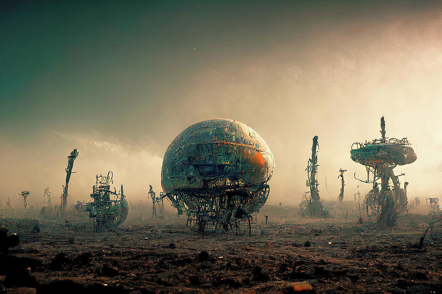 Alien Planet Digital Art - Alien Junkyard by Ron Weathers