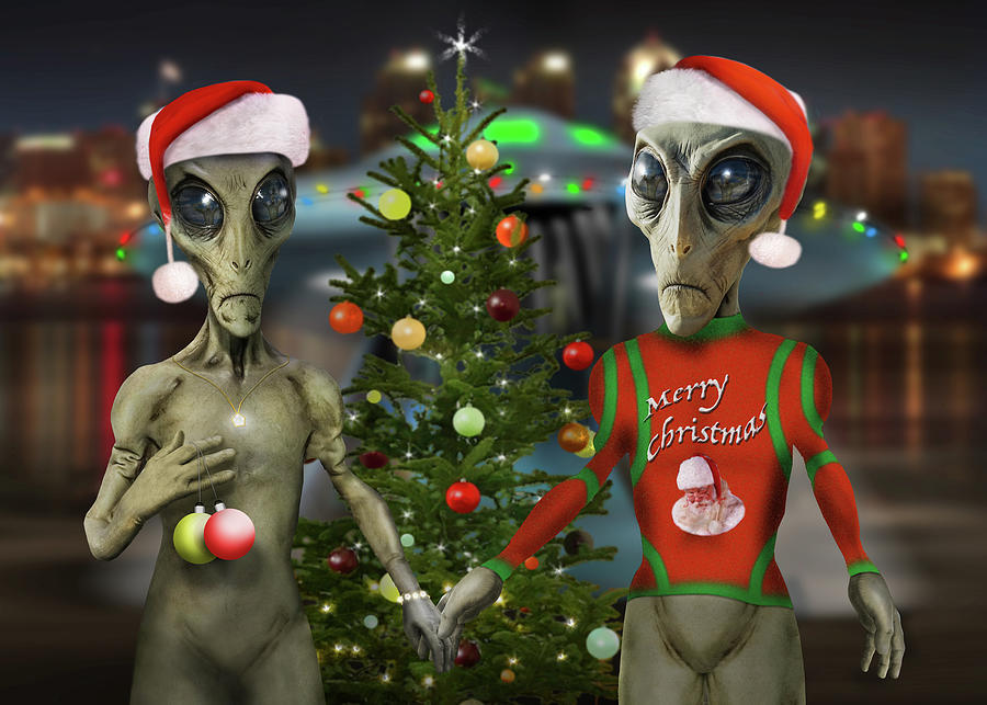 Alien Photograph - Alien Merry Christmas 2 by Mike McGlothlen