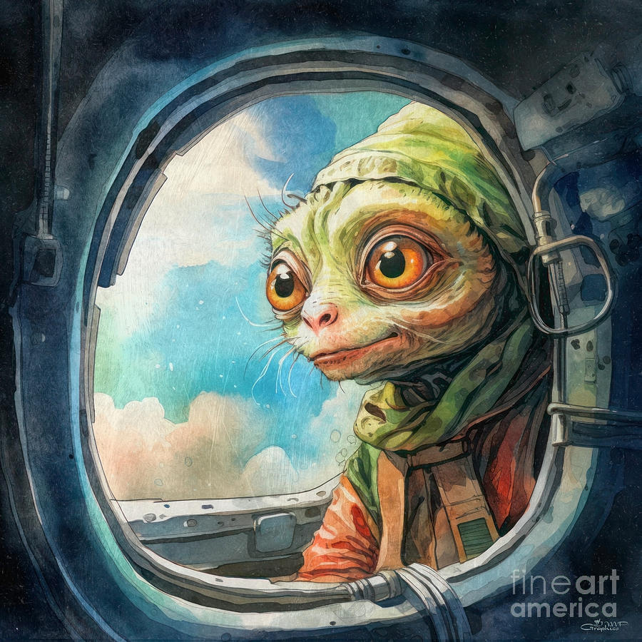 Alien on Board Digital Art by Jutta Maria Pusl