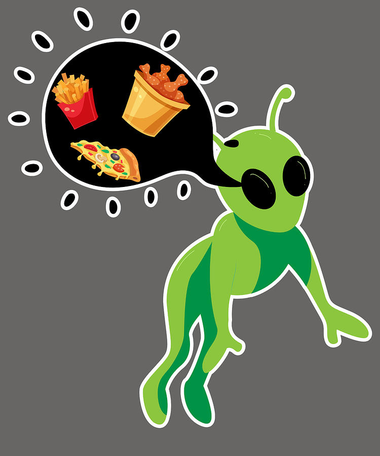 Alien Pizza Ufo Alien Spaceship Space Digital Art By Ari Shok