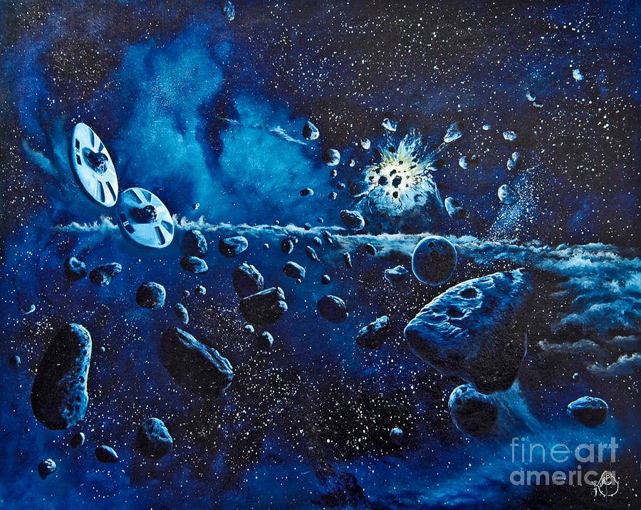 Space Painting - Alien Saucers playing Dodge Rock by Murphy Elliott
