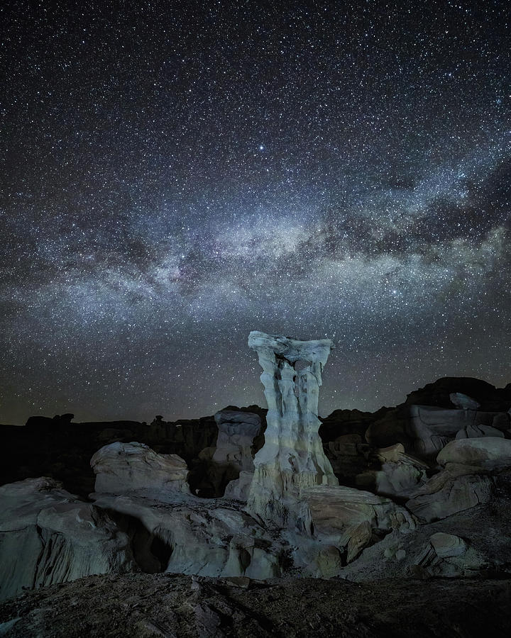 Alien Throne at Night - New Mexico Badlands Photograph by Alex Mironyuk