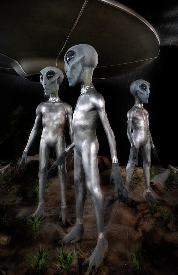 Aliens at the International Ufo Museum and research Center  in  Roswell NM Photograph by Gary Warnimont