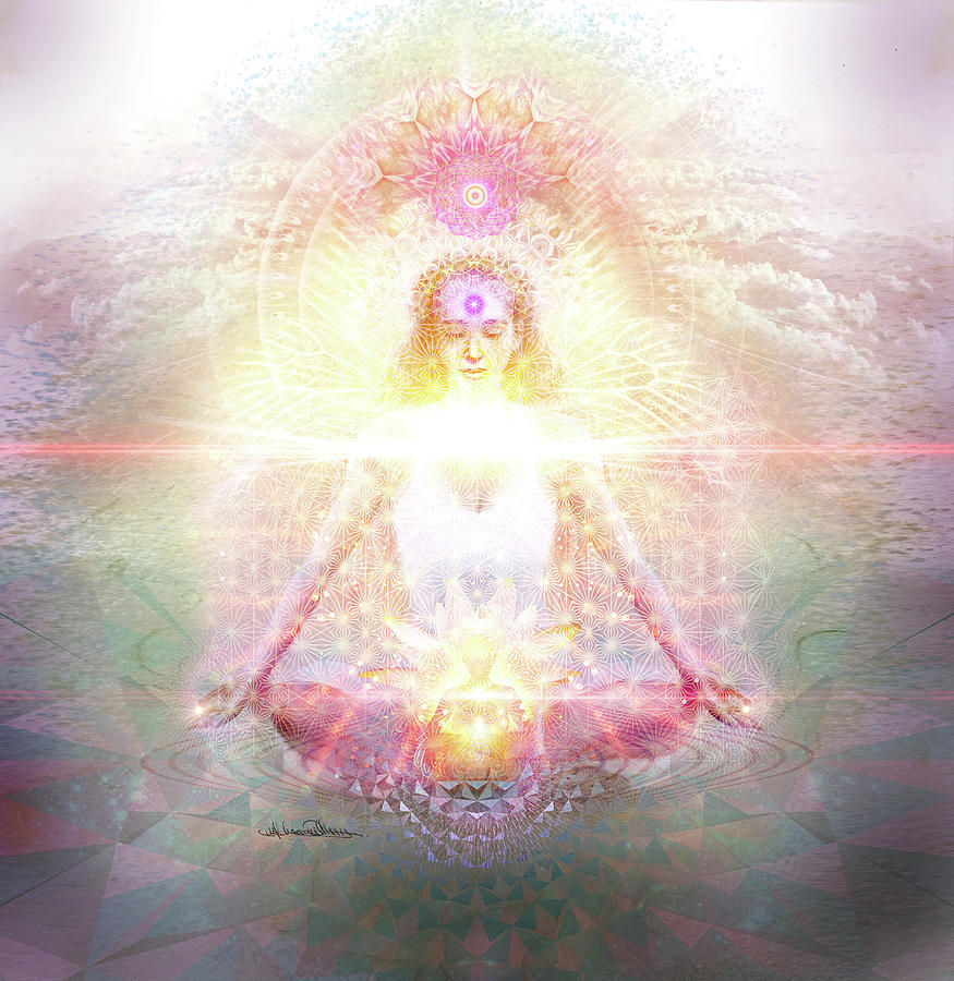 Buddha Digital Art - Alignment Chakra Meditation Balance Higher Heart Spiritual Art by Misprint Art