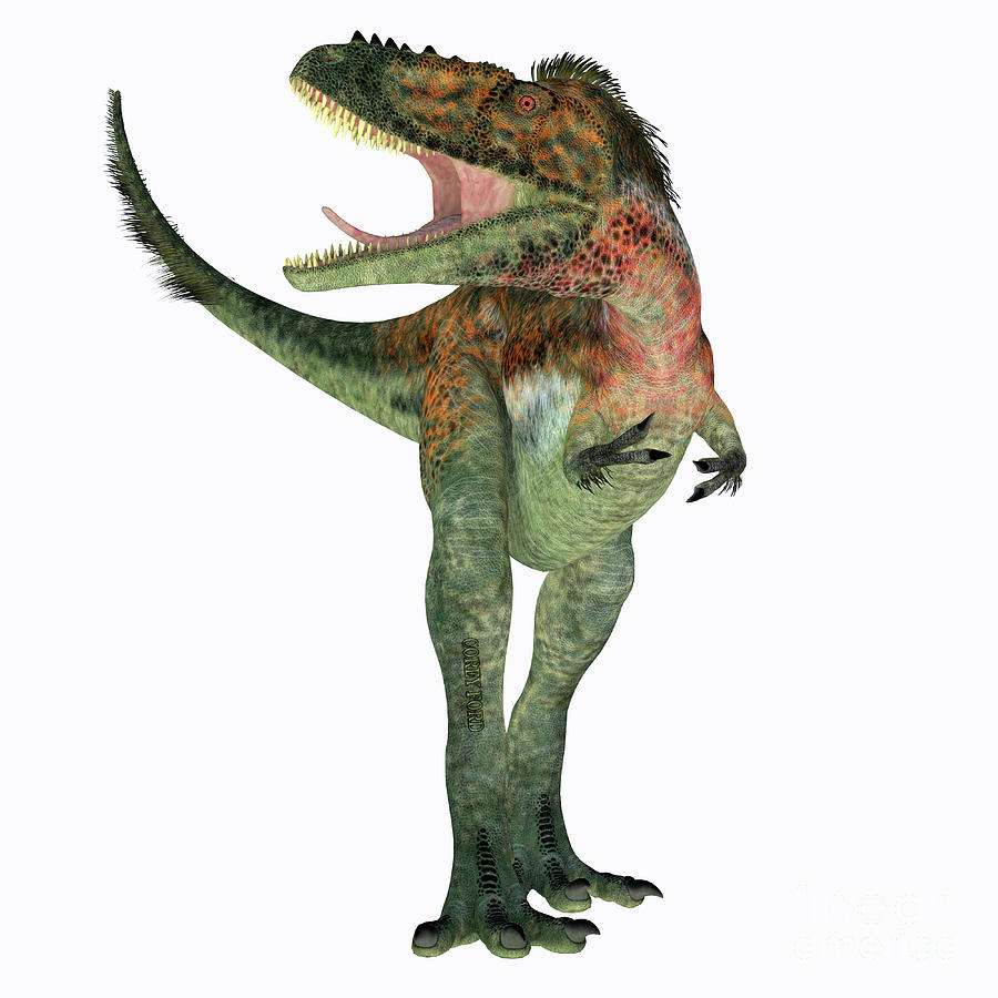 Alioramus Dinosaur Front Digital Art by Corey Ford