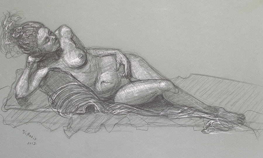 Alizabeth Reclining Drawing by Donelli  DiMaria