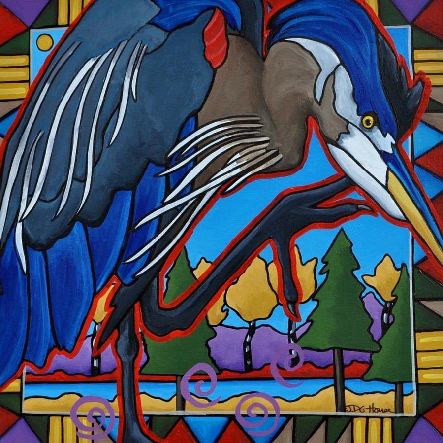 Heron Painting - All Along the Madison  by DG House