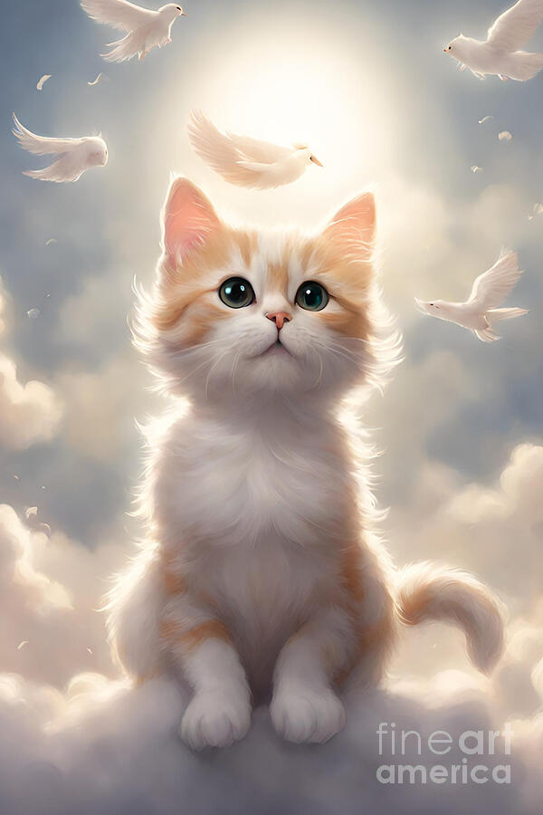 All Cats Go To Heaven Digital Art by Nina Prommer