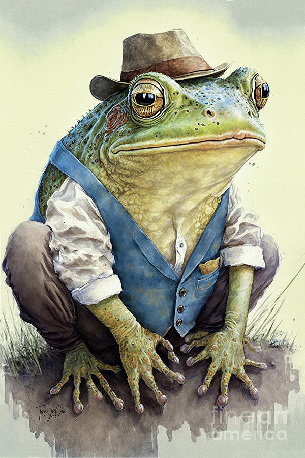 Frog Painting - All Decked Out For The Farm by Tina LeCour