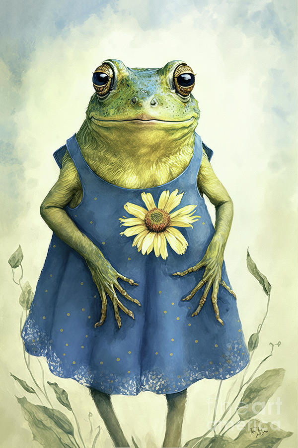 Frog Painting - All Dolled Up In Her Sundress by Tina LeCour