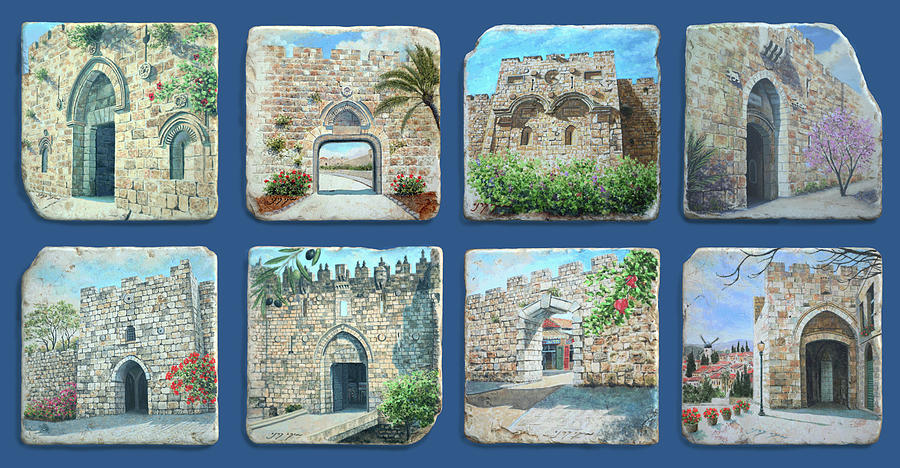 The gates of Jerusalem Painting by Miki Karni