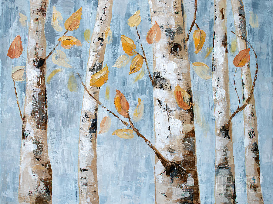 All in Favor - Aspen Trees Landscape Painting Painting by Annie Troe