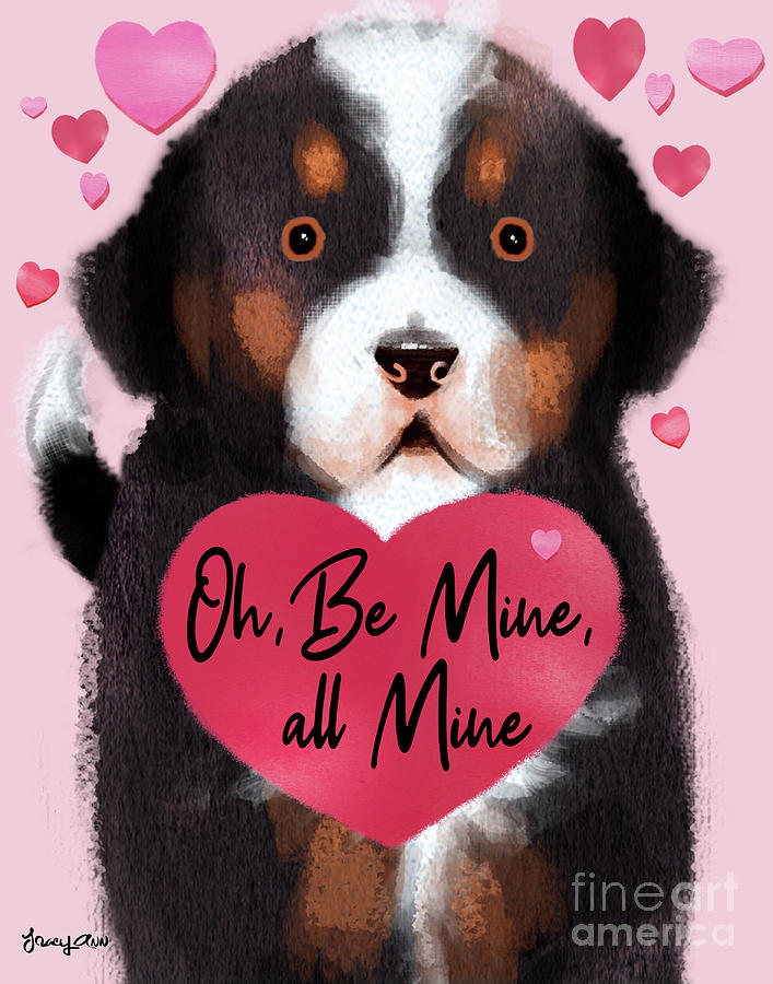 All Mine Valentine Puppy Painting by Tracy Herrmann